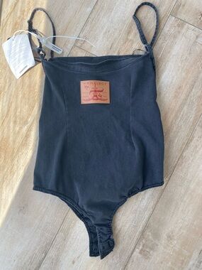 Y/Project Black Bodysuit with Brown Branded Patch